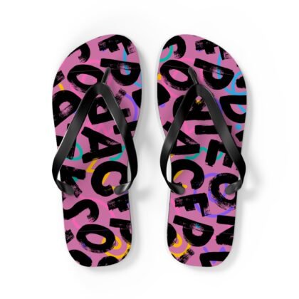 Flip Flops - Pink Retro Graffiti Pattern Beach Sandals