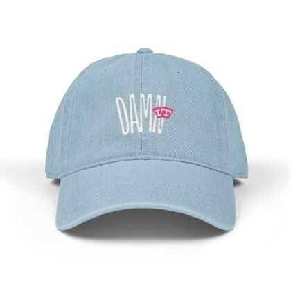 OTTO Cap - Denim Hat — Embroidered "Damn" Pink Lip Accent Dad Cap