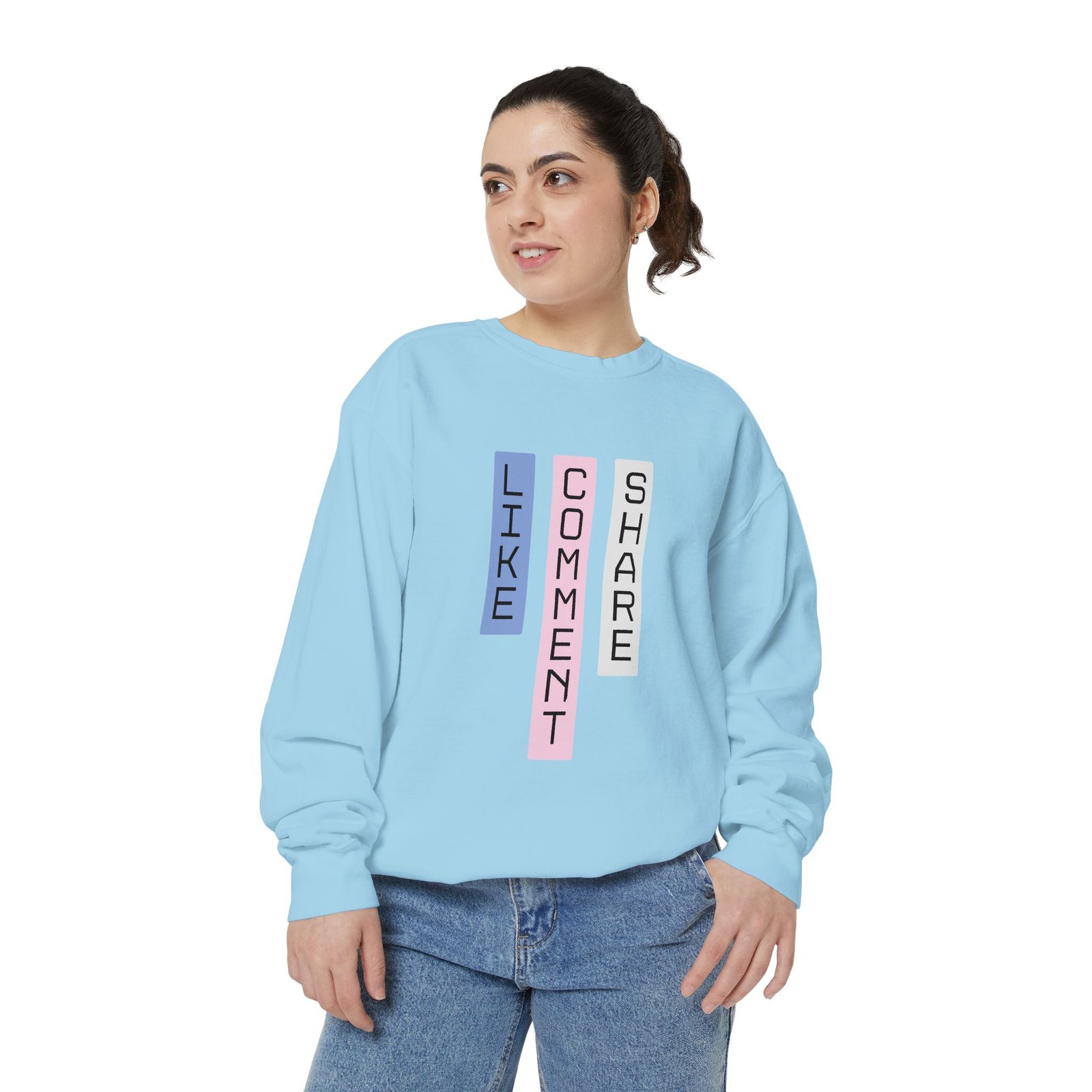 Comfort Colors - Like Comment Share Sweatshirt — Social Media Graphic Crewneck - Image 17
