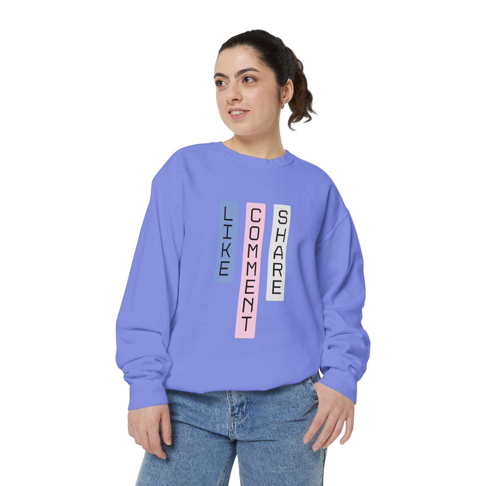 Comfort Colors - Like Comment Share Sweatshirt — Social Media Graphic Crewneck - Image 3