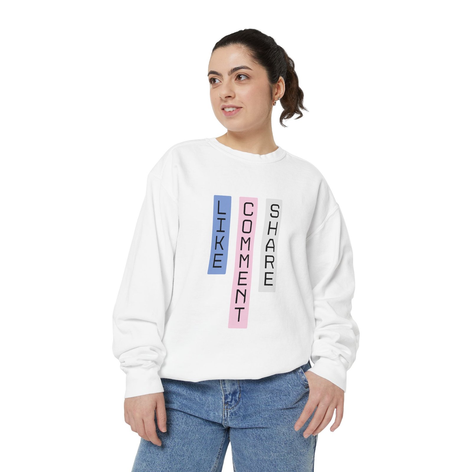 Comfort Colors - Like Comment Share Sweatshirt — Social Media Graphic Crewneck - Image 7