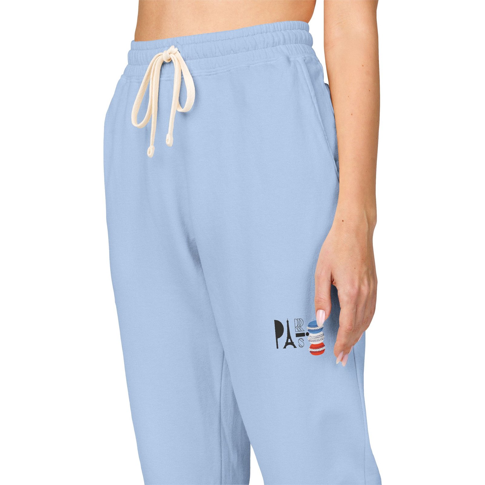 Comfort Colors - Cream Fleece Sweatpants with Small Japanese Kanji & Flag Embroidery - Image 5