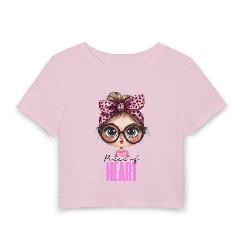 Women's Baby Tee – 'Piece of Heart' Cute Girl Graphic Crop Top