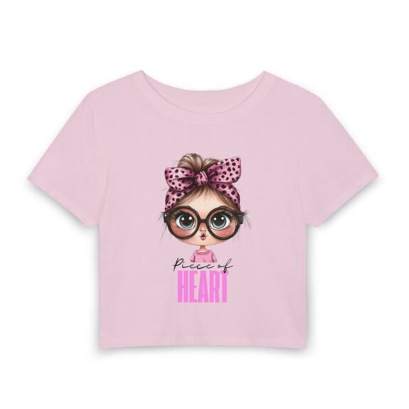 Women's Baby Tee – 'Piece of Heart' Cute Girl Graphic Crop Top
