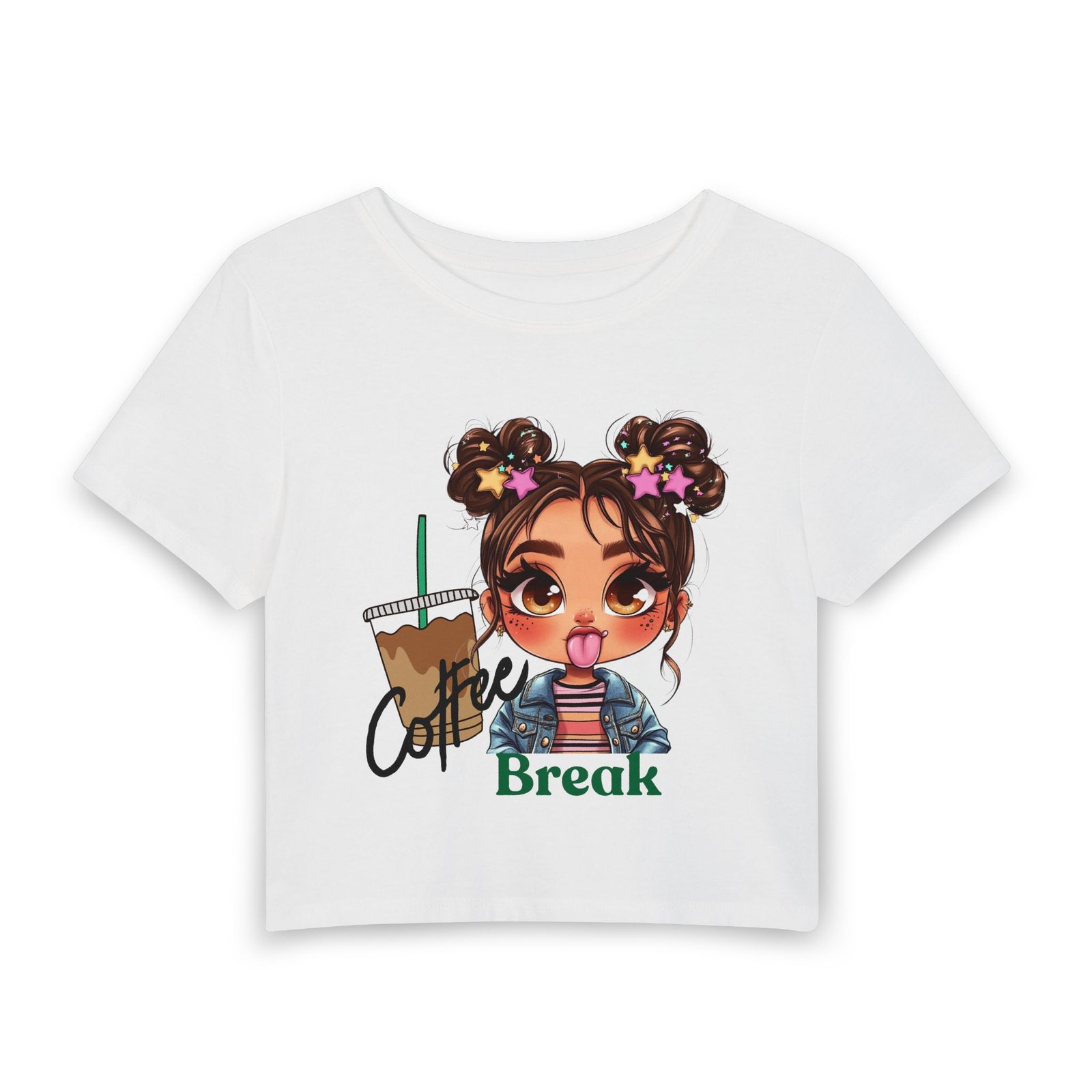 Coffee Break Women's Baby Tee — Cute Girl Graphic Coffee Shirt - Image 3