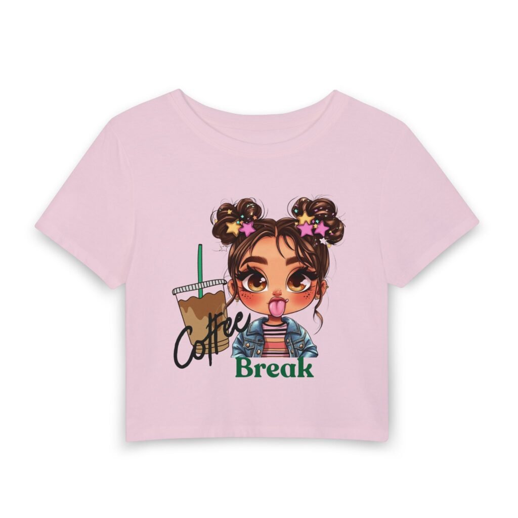 Coffee Break Women's Baby Tee — Cute Girl Graphic Coffee Shirt