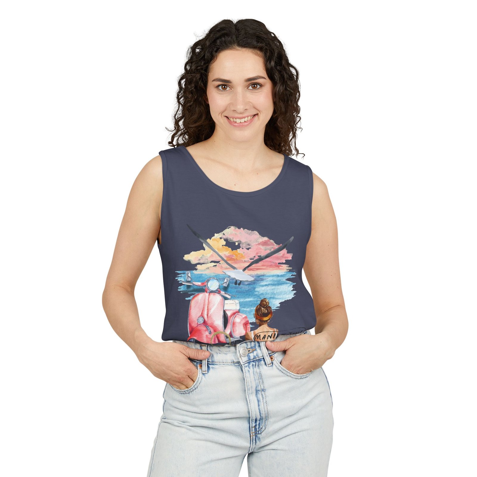 Comfort Colors —Women’s Beach Tank Top — Scooter Sunset Graphic - Image 35