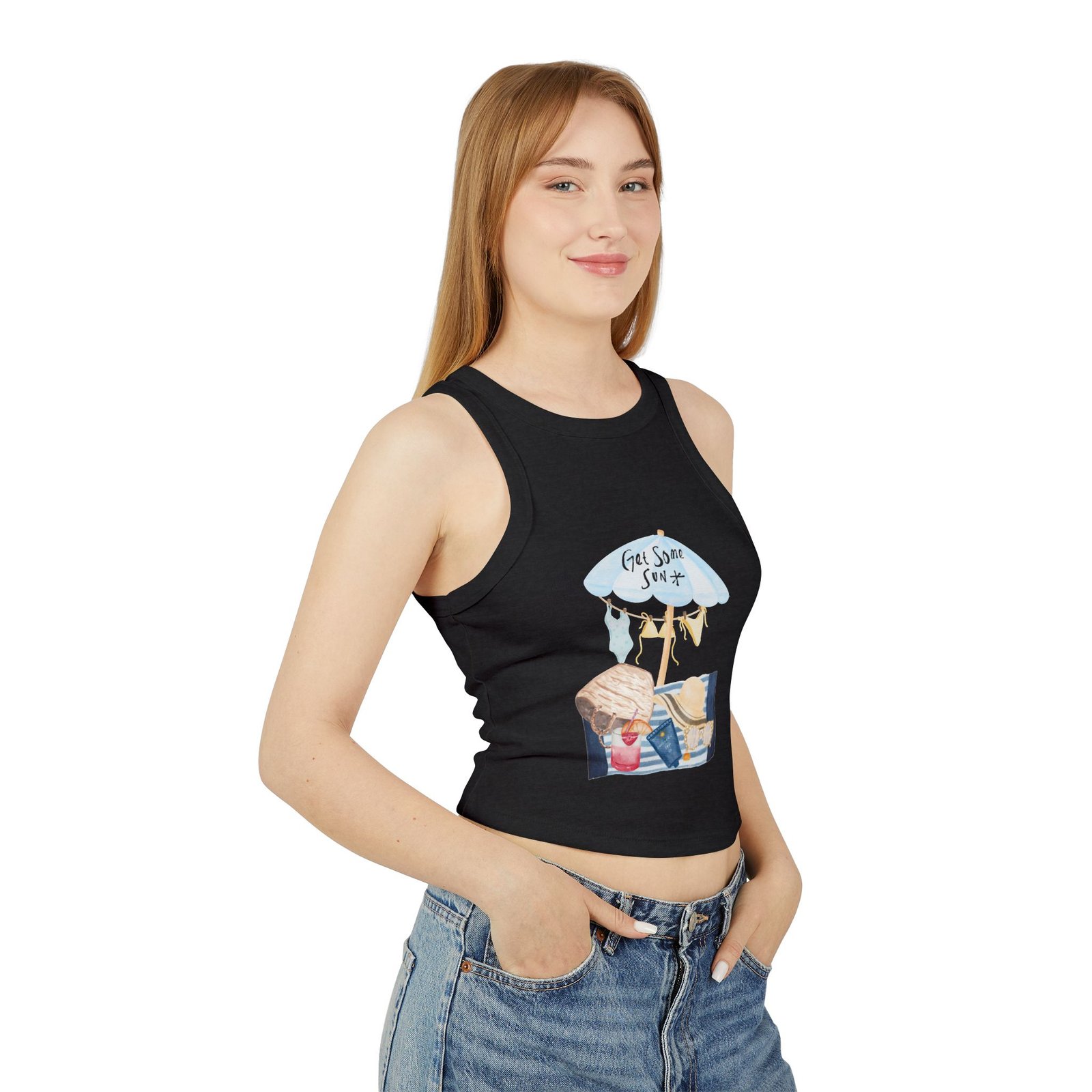 Bella+Canvas — Racer Tank Top — Beach Scene Graphic - Image 9