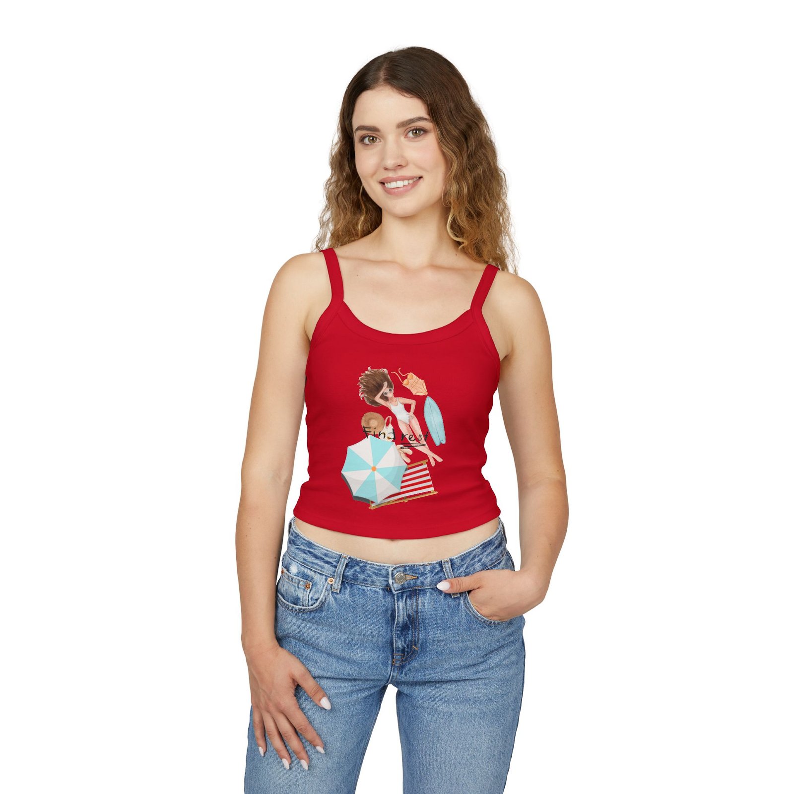 Bella+Canvas — Beach Day Crop Tank Top — 'Find Rest' Illustration - Image 15