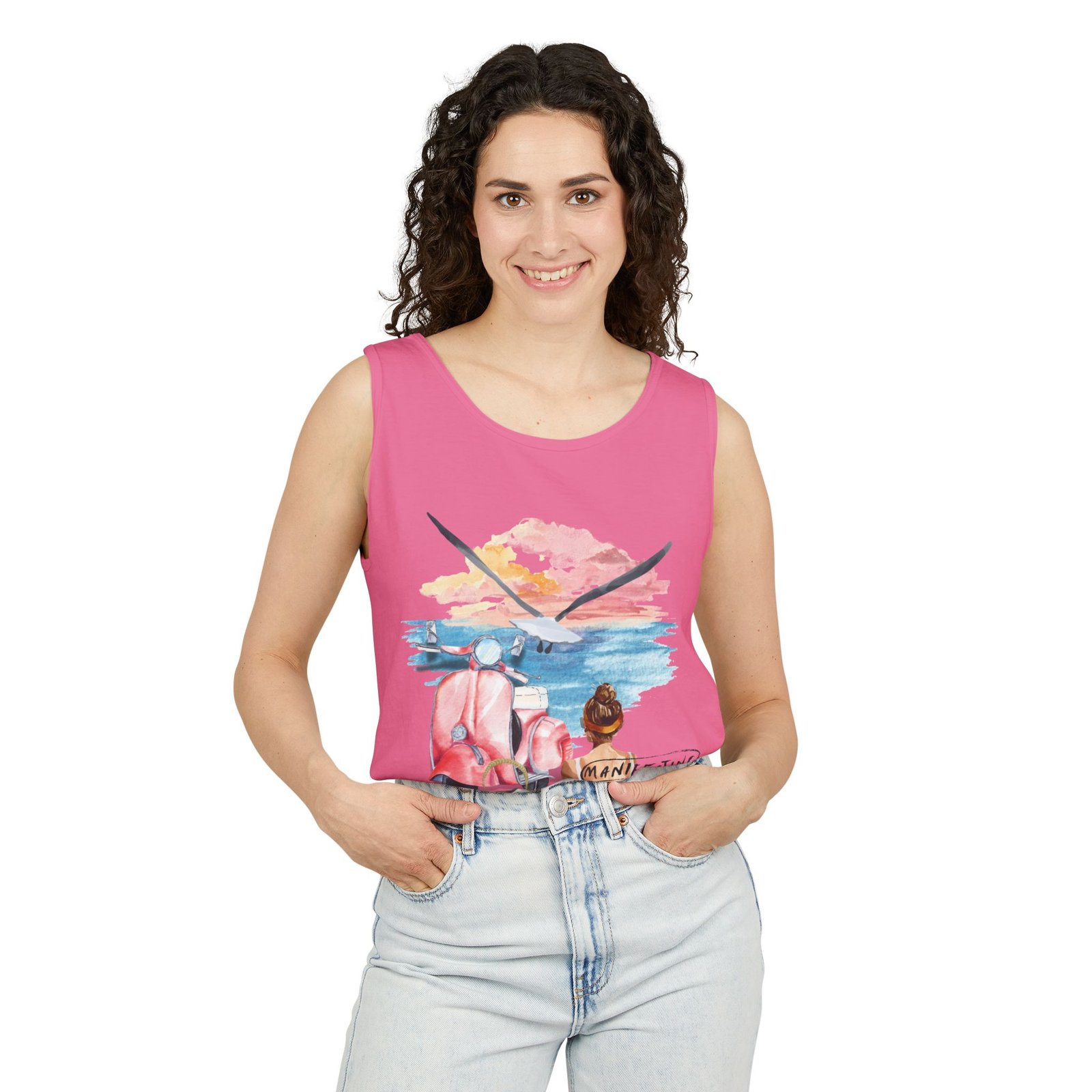 Comfort Colors —Women’s Beach Tank Top — Scooter Sunset Graphic - Image 43