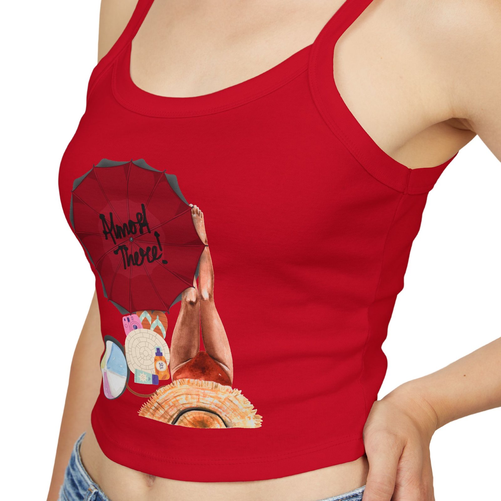 Bella+Canvas — Beach Vibes Crop Tank — Summer Umbrella Graphic - Image 5