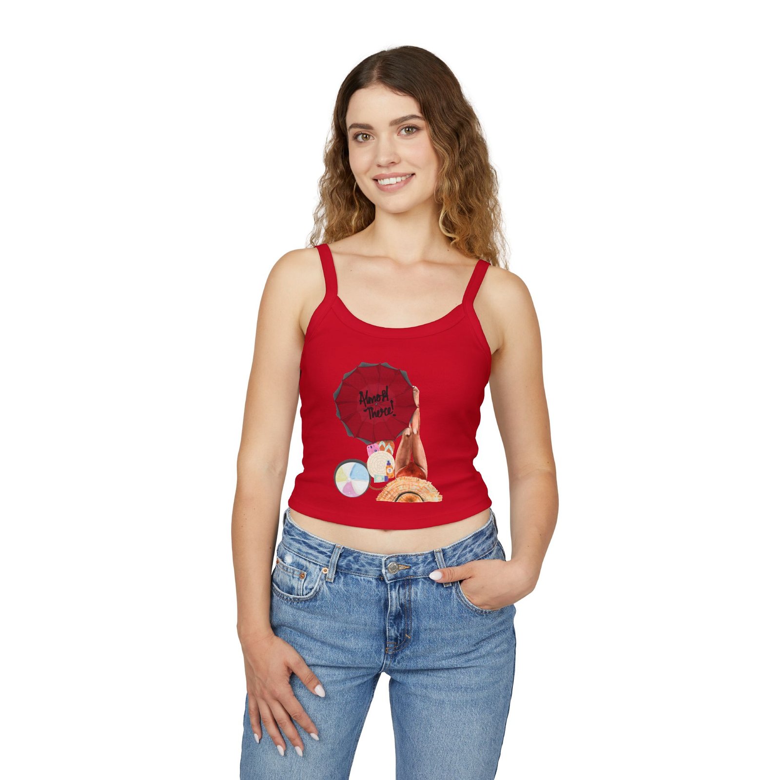 Bella+Canvas — Beach Vibes Crop Tank — Summer Umbrella Graphic - Image 3