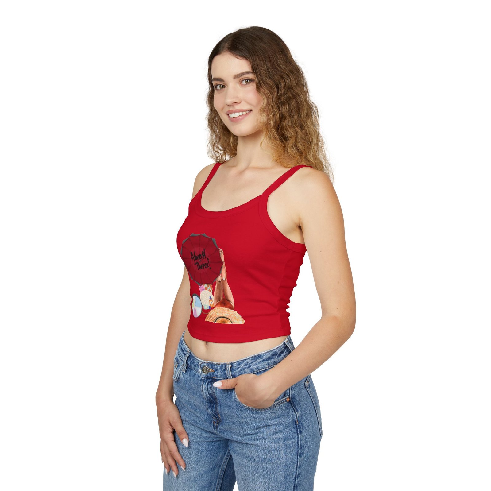 Bella+Canvas — Beach Vibes Crop Tank — Summer Umbrella Graphic - Image 4