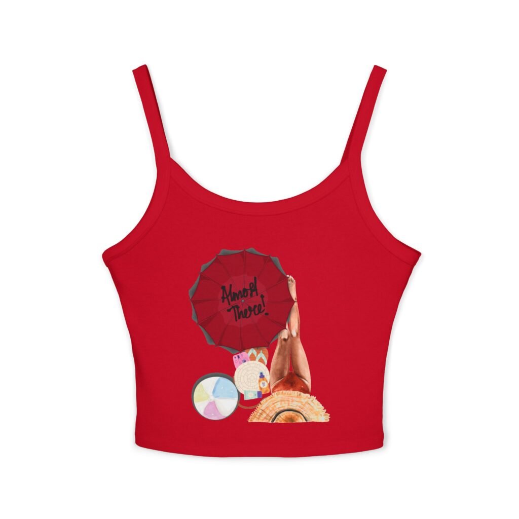 Bella+Canvas — Beach Vibes Crop Tank — Summer Umbrella Graphic