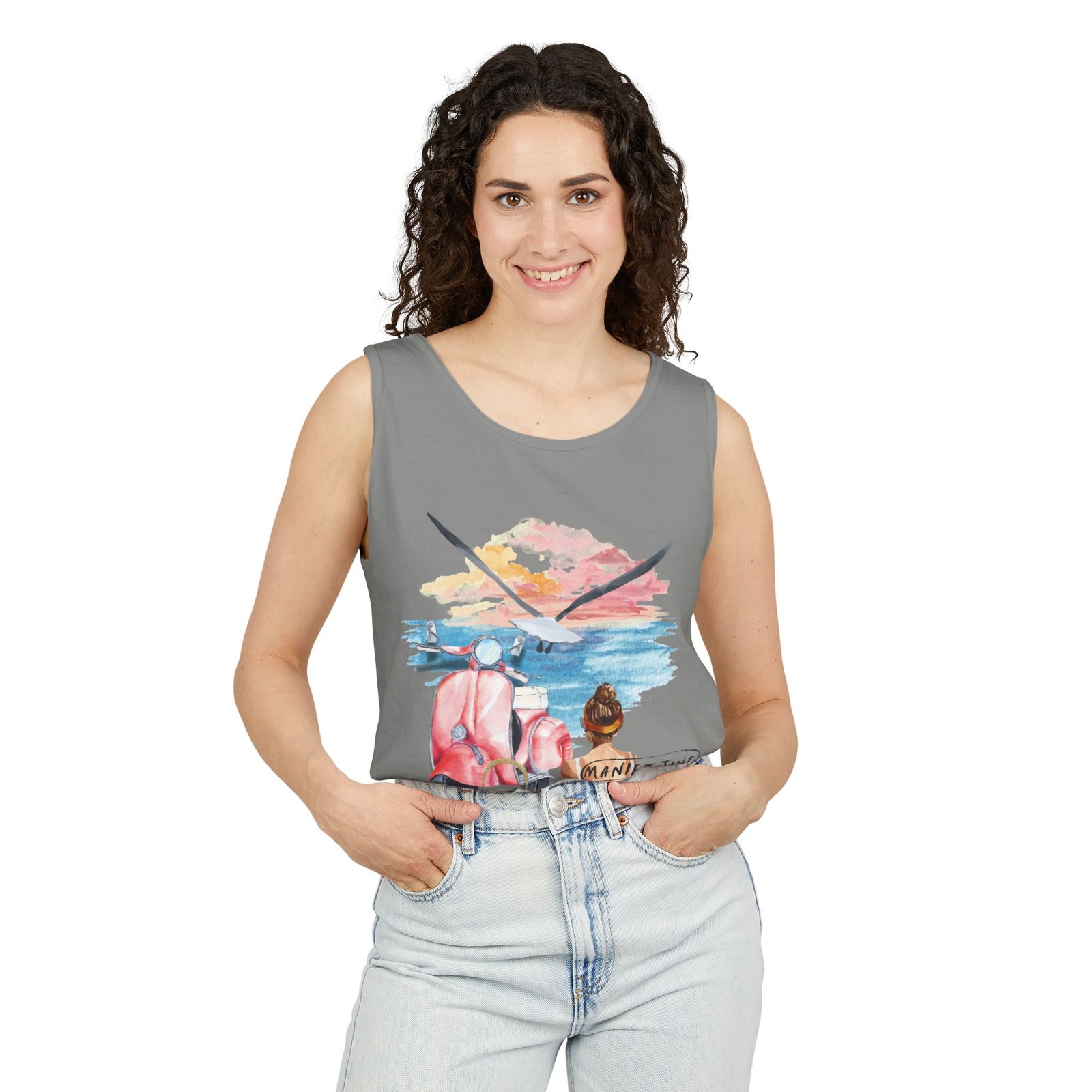 Comfort Colors —Women’s Beach Tank Top — Scooter Sunset Graphic - Image 31