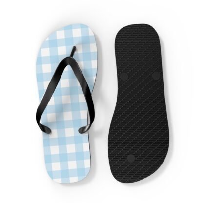 Blue Gingham Flip Flops — Lightweight Summer Sandals
