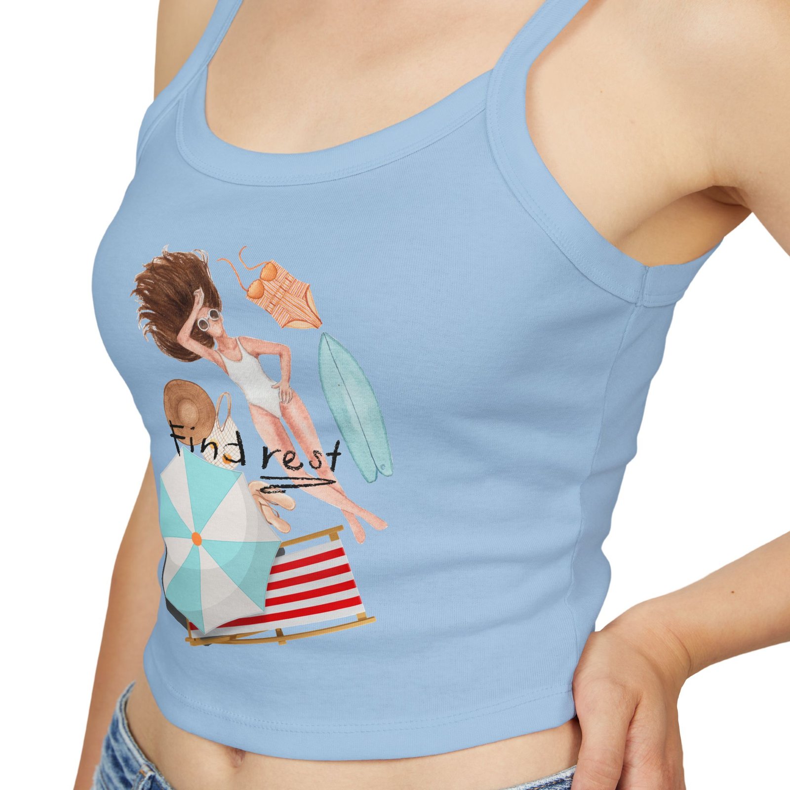 Bella+Canvas — Beach Day Crop Tank Top — 'Find Rest' Illustration - Image 12