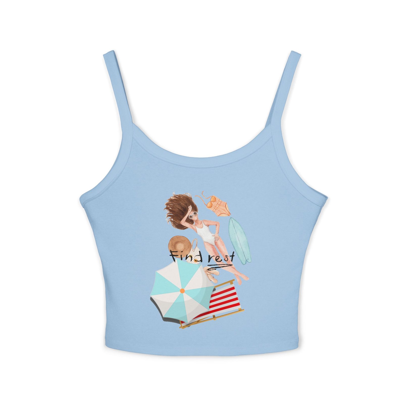 Bella+Canvas — Beach Day Crop Tank Top — 'Find Rest' Illustration - Image 7