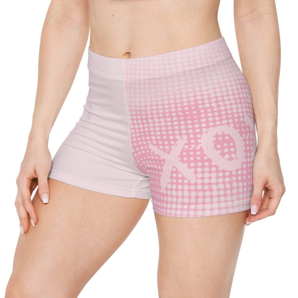 Women's Heart 'XO' Pink Stretch Shorts — Lounge & Activewear