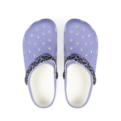 Lavender EVA Foam Clogs with Leopard Strap — Lightweight Water-Resistant Shoes