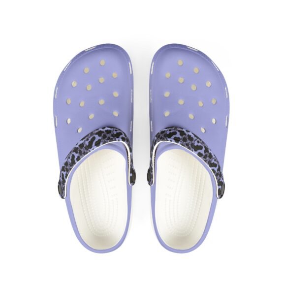 Lavender EVA Foam Clogs with Leopard Strap — Lightweight Water-Resistant Shoes