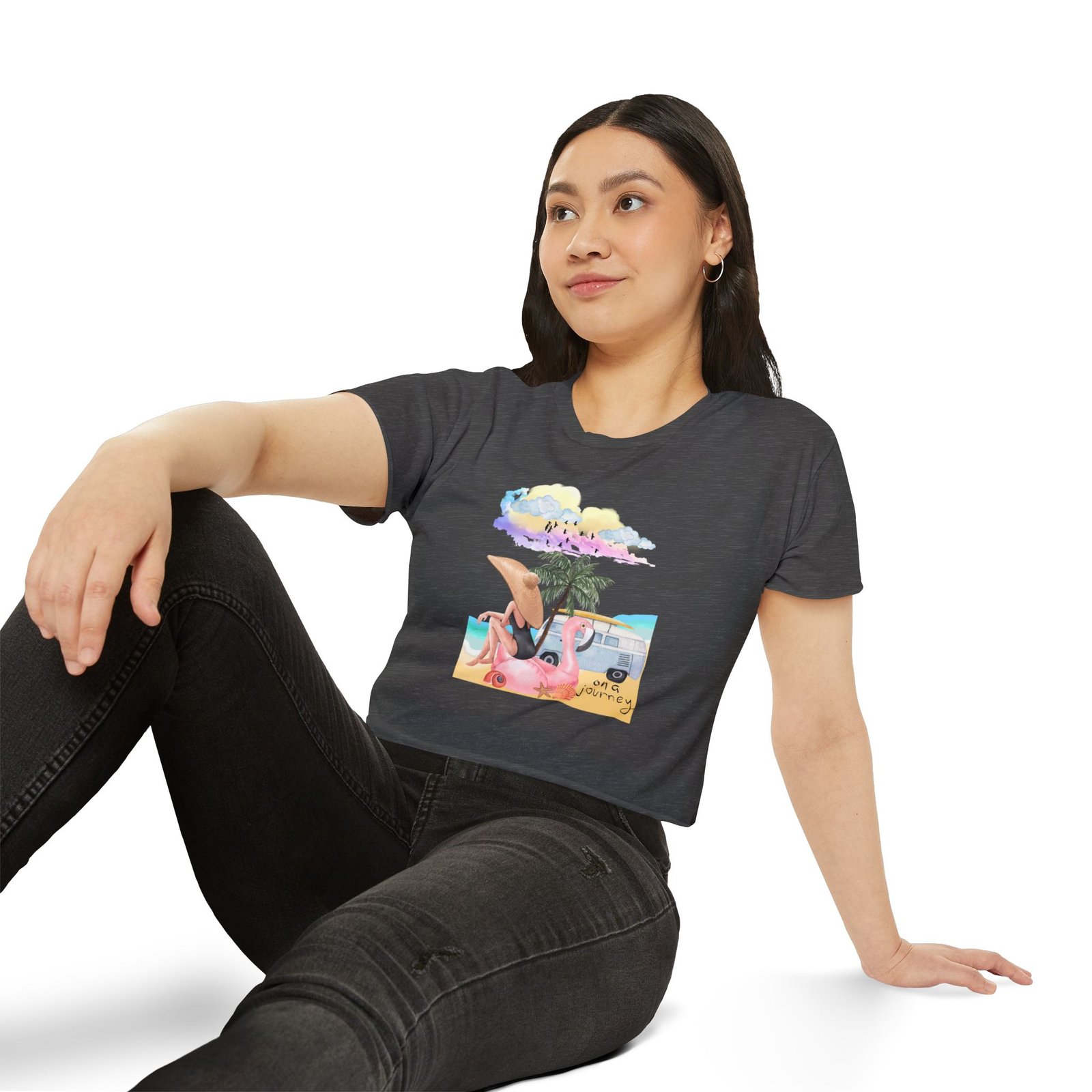 Next Level — Festival Crop Top — Beach Van & Flamingo Graphic - Image 5