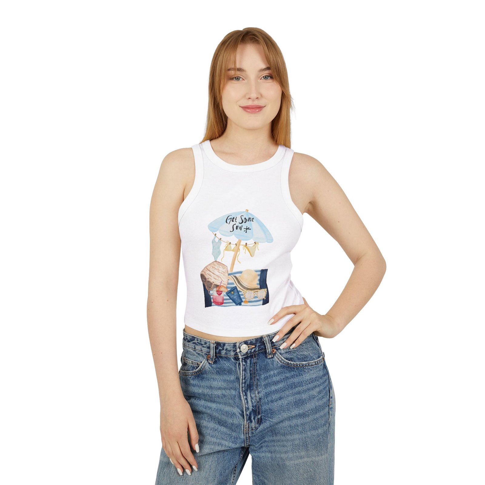 Bella+Canvas — Racer Tank Top — Beach Scene Graphic - Image 4