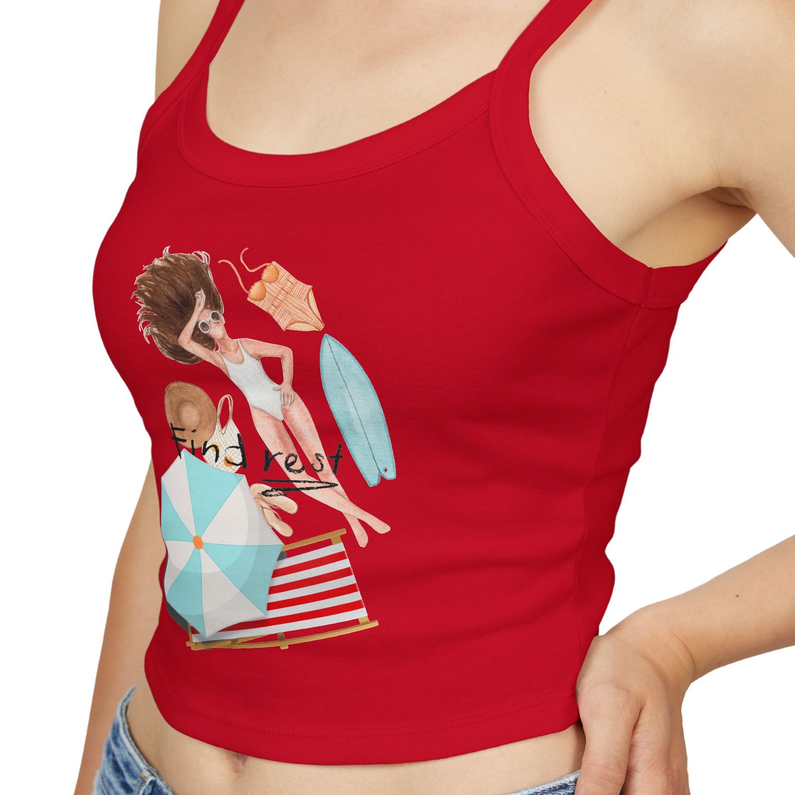 Bella+Canvas — Beach Day Crop Tank Top — 'Find Rest' Illustration - Image 18