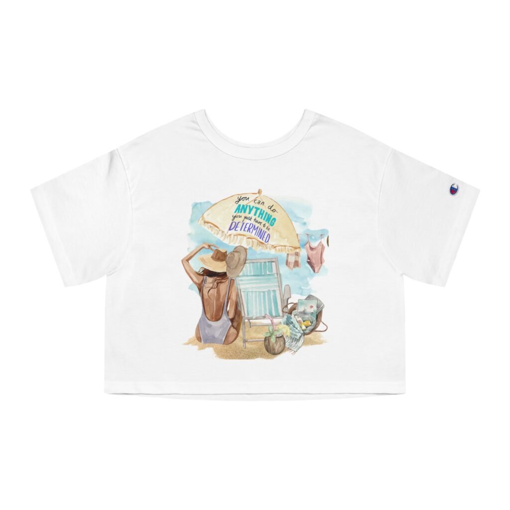 Champion Beach Day Cropped Tee — Beach Sand Graphic