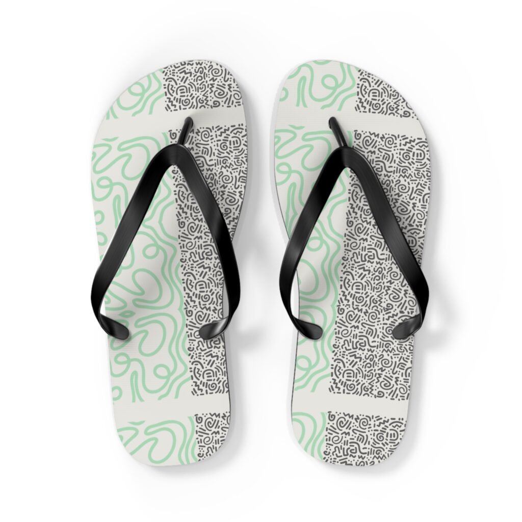 Flip Flops - Mint Green Abstract Pattern Beach Sandals