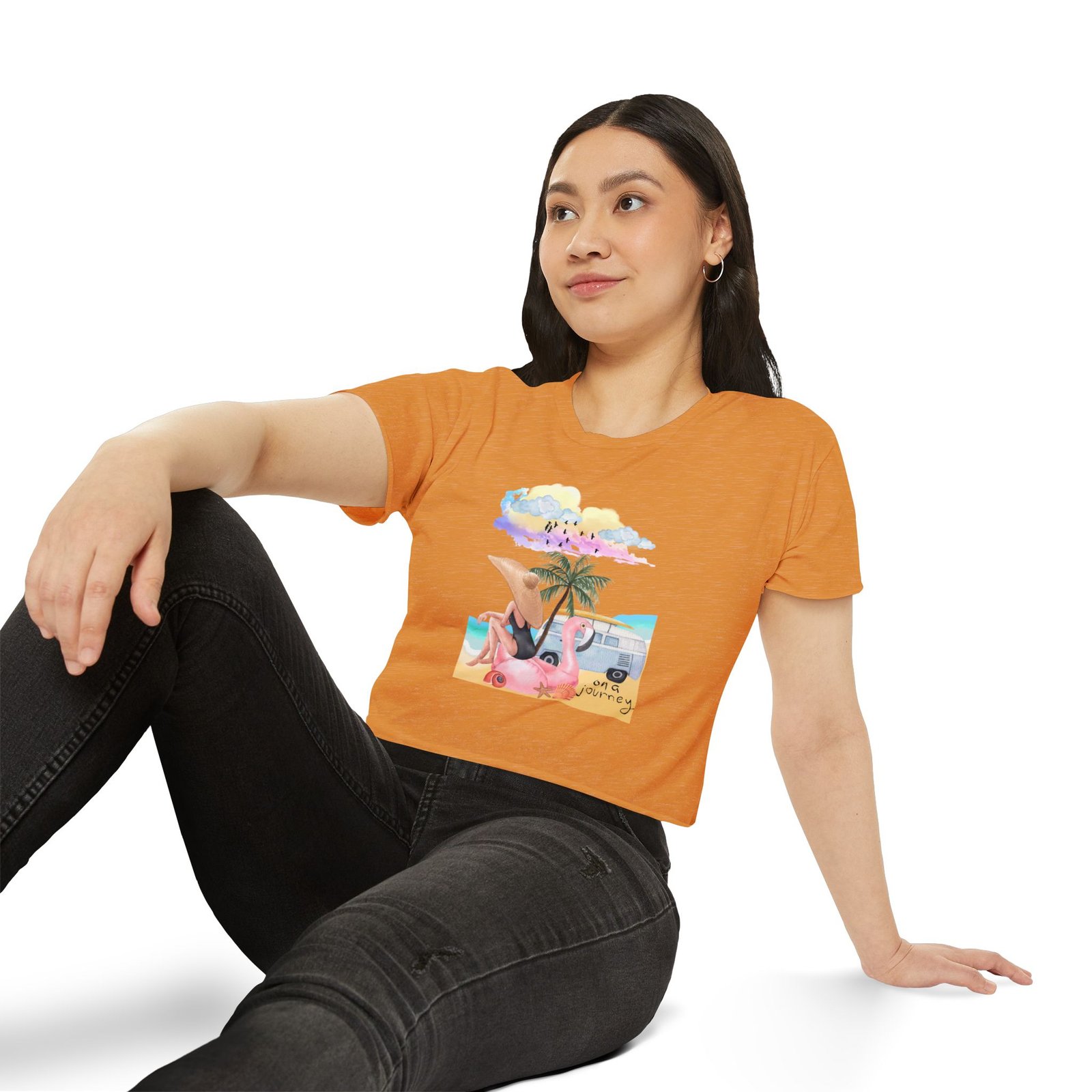 Next Level — Festival Crop Top — Beach Van & Flamingo Graphic - Image 15
