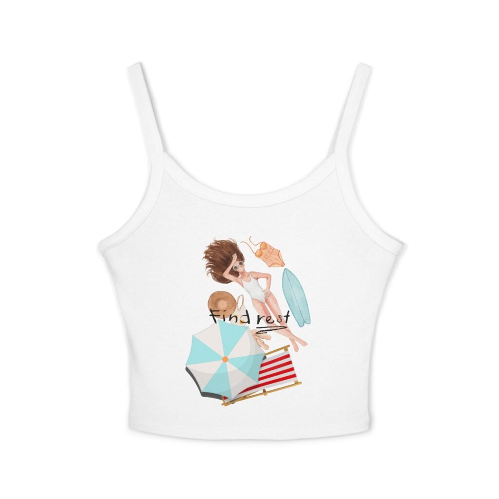 Bella+Canvas — Beach Day Crop Tank Top — 'Find Rest' Illustration