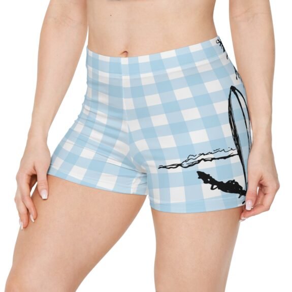 Women's Blue Surf Shorts — Beach Palm Swim Trunks
