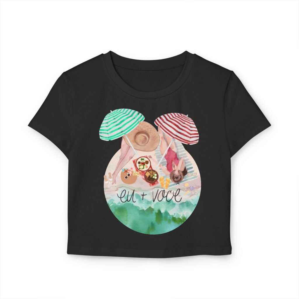 Women's Baby Crop Tee — Beach Picnic Graphic