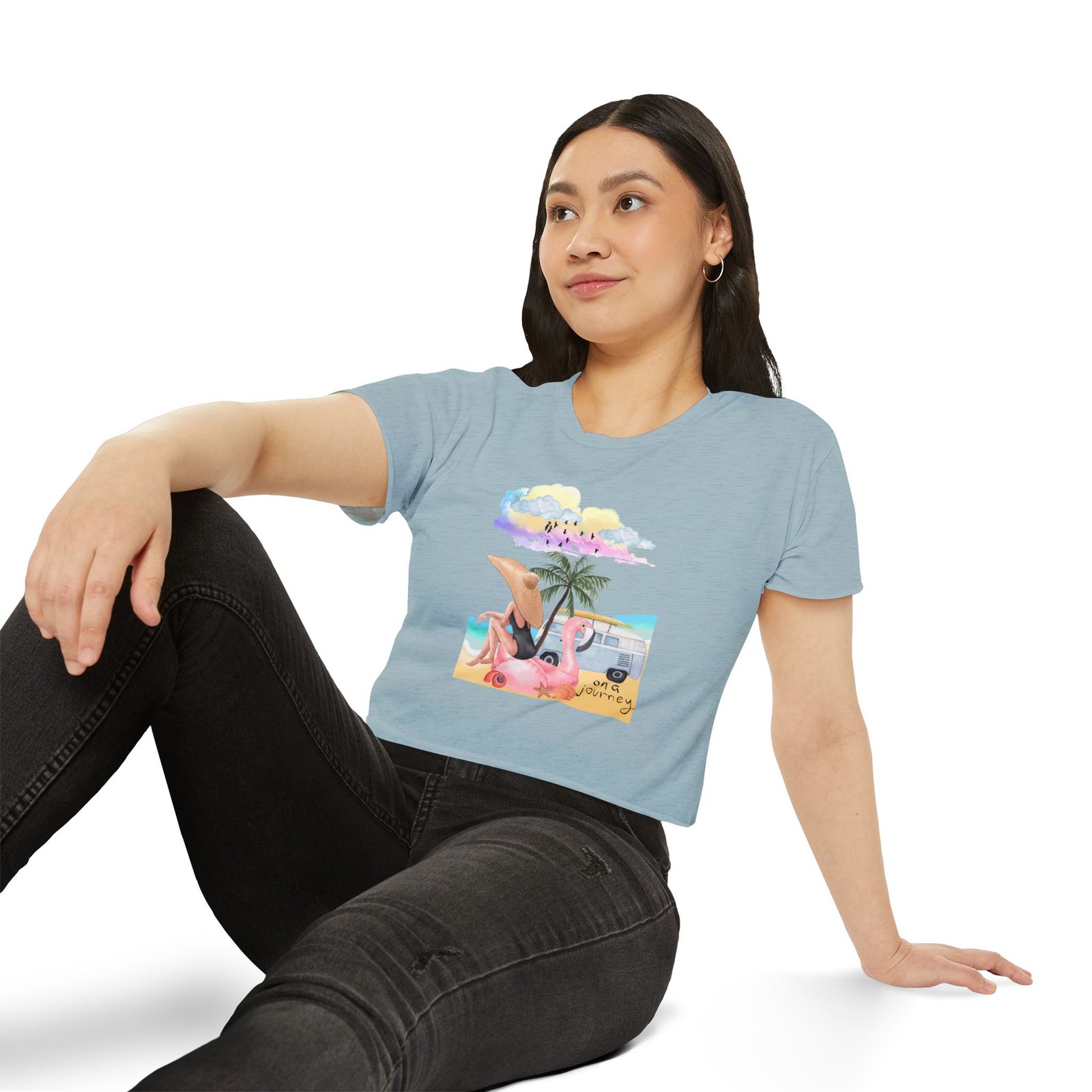 Next Level — Festival Crop Top — Beach Van & Flamingo Graphic - Image 20