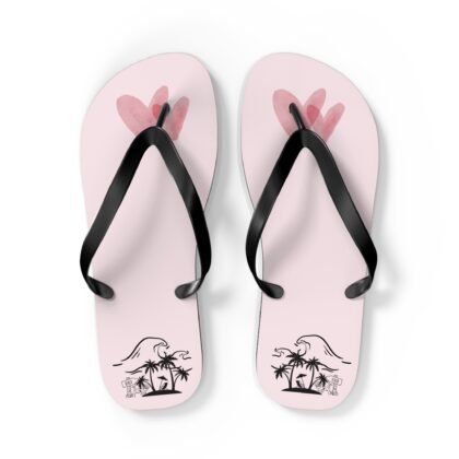 Pink Heart Flip Flops – Cute Beach Sandals with Watercolor Hearts