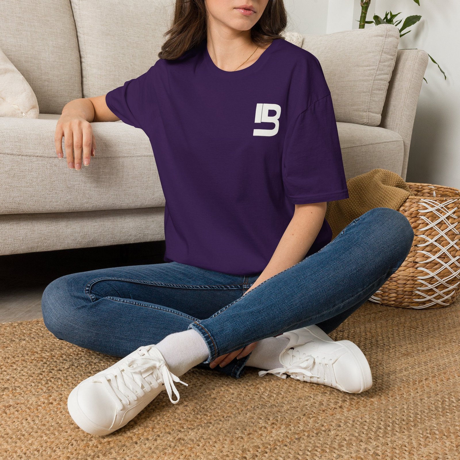 Lily Basics Purple Soft-style Tee | Minimal 'LB' Logo T-shirt - Image 2