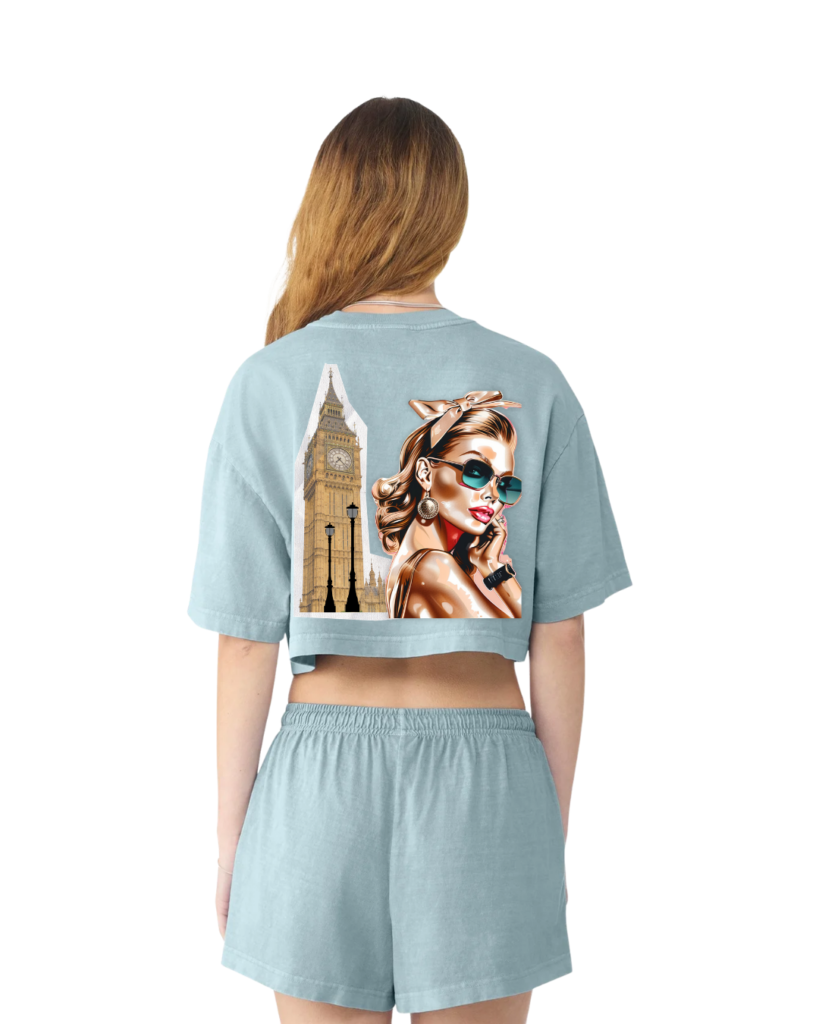 Lily Basics Cropped Flowy T-Shirt - Denim Shade I