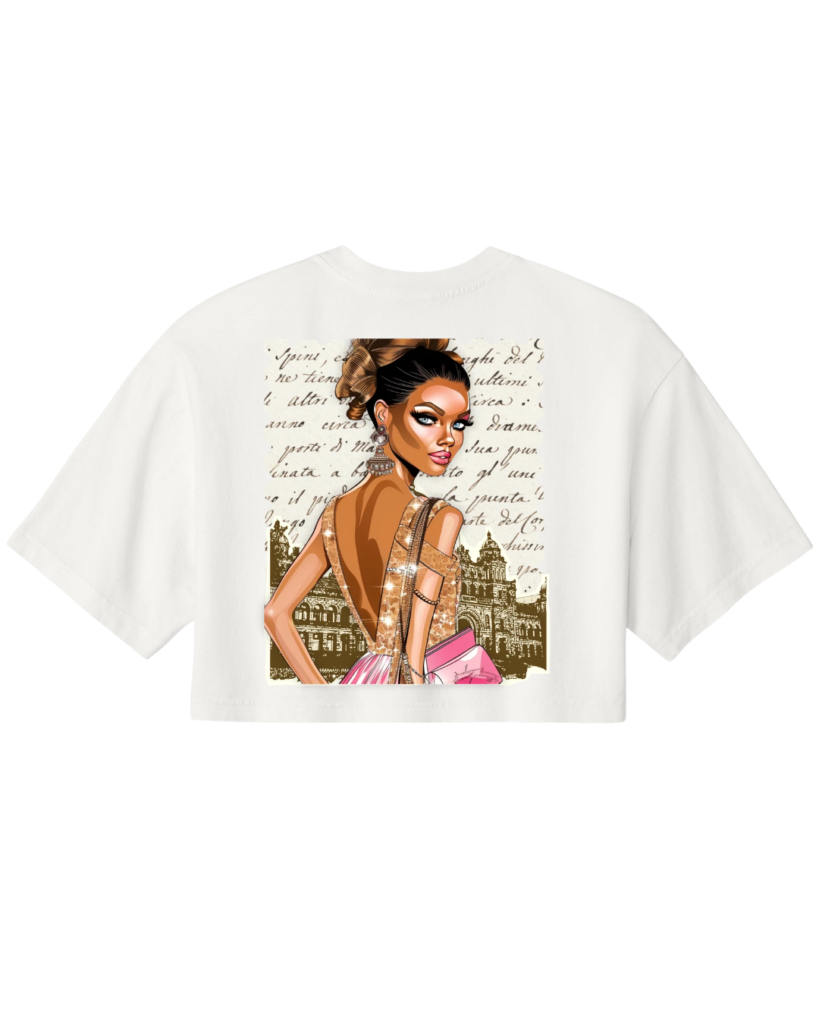 Lily Basics Cropped Flowy T-Shirt - Vintage White I