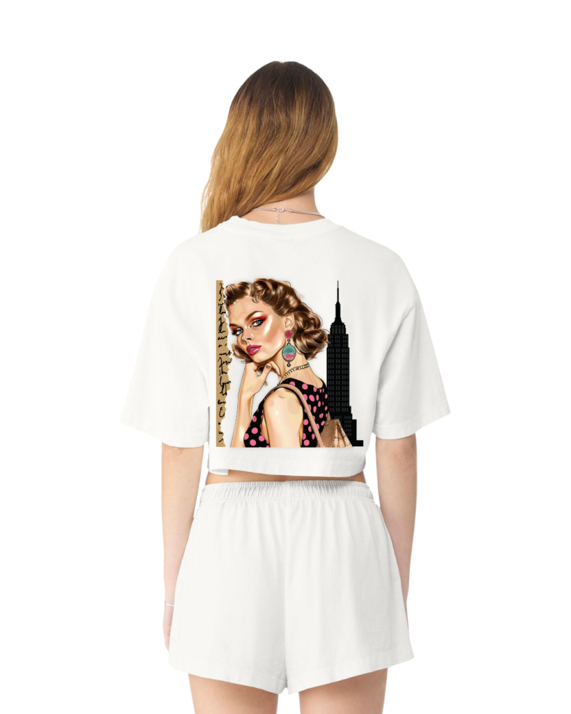 Lily Basics Cropped Flowy T-Shirt - Vintage White II