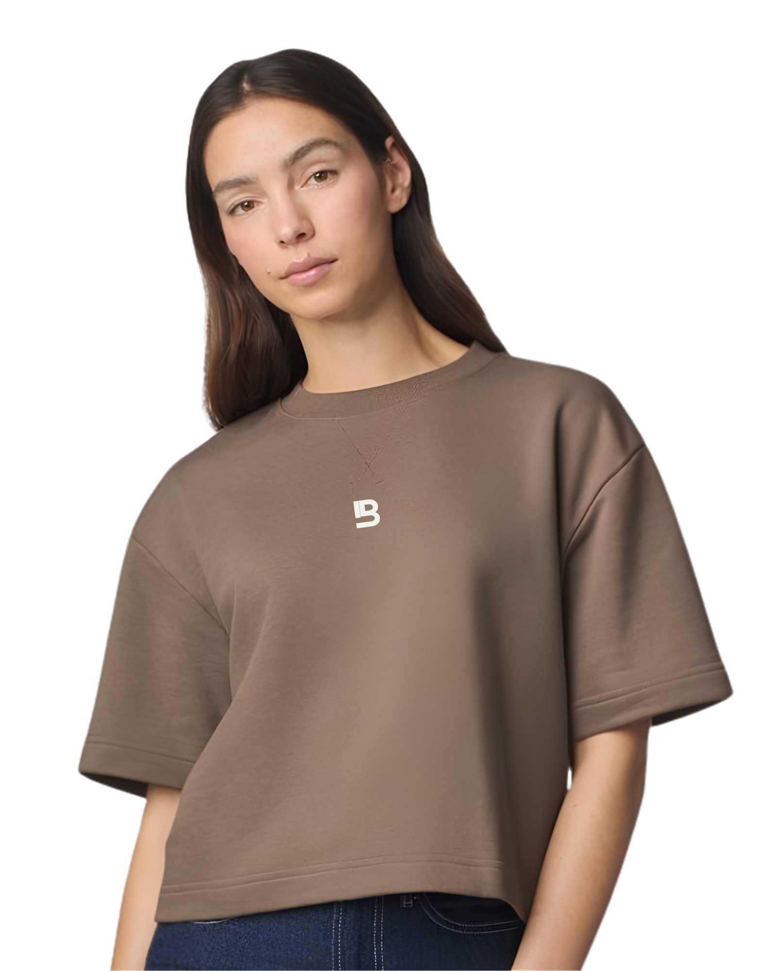 Women's Boxy French Terry Tee — Brown — Spooky Macron - Image 3
