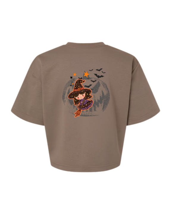 Women's Boxy French Terry Tee — Brown — Spooky Girl