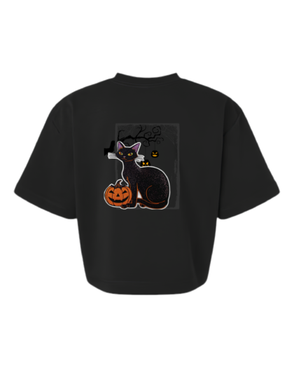 Women's Boxy French Terry Tee — Black — Spooky Night