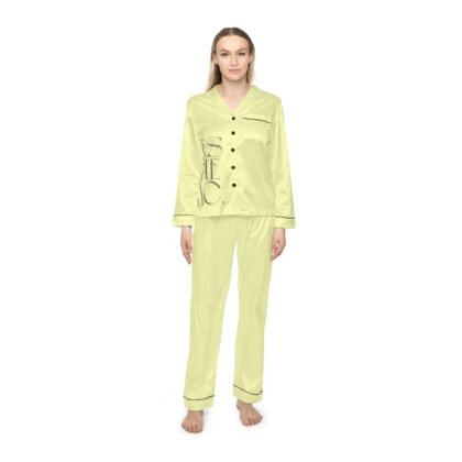 Pale Yellow Satin Womens Pajama Set — Luxury Lounge PJs