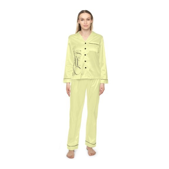 Pale Yellow Satin Womens Pajama Set — Luxury Lounge PJs